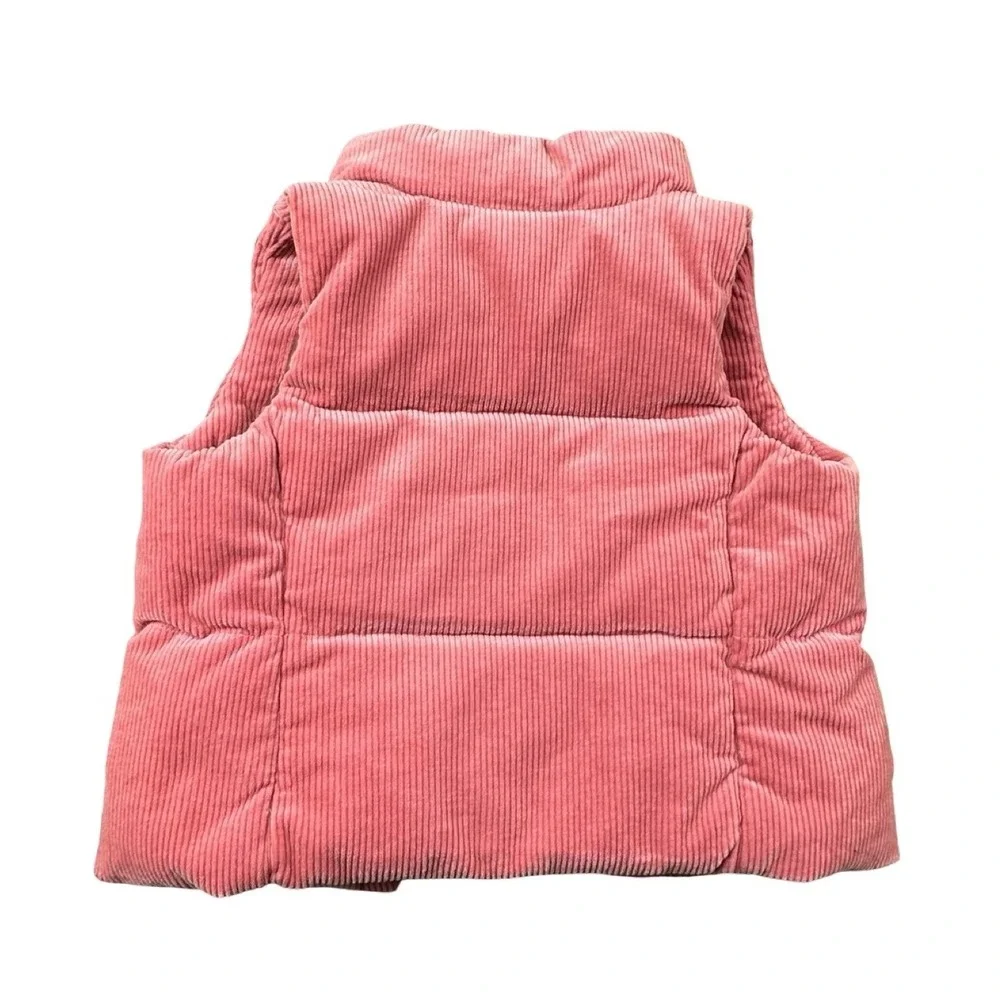 Polo Ralph Lauren Pink Corduroy Duck Down Girls Vest Size 3T Full Zip